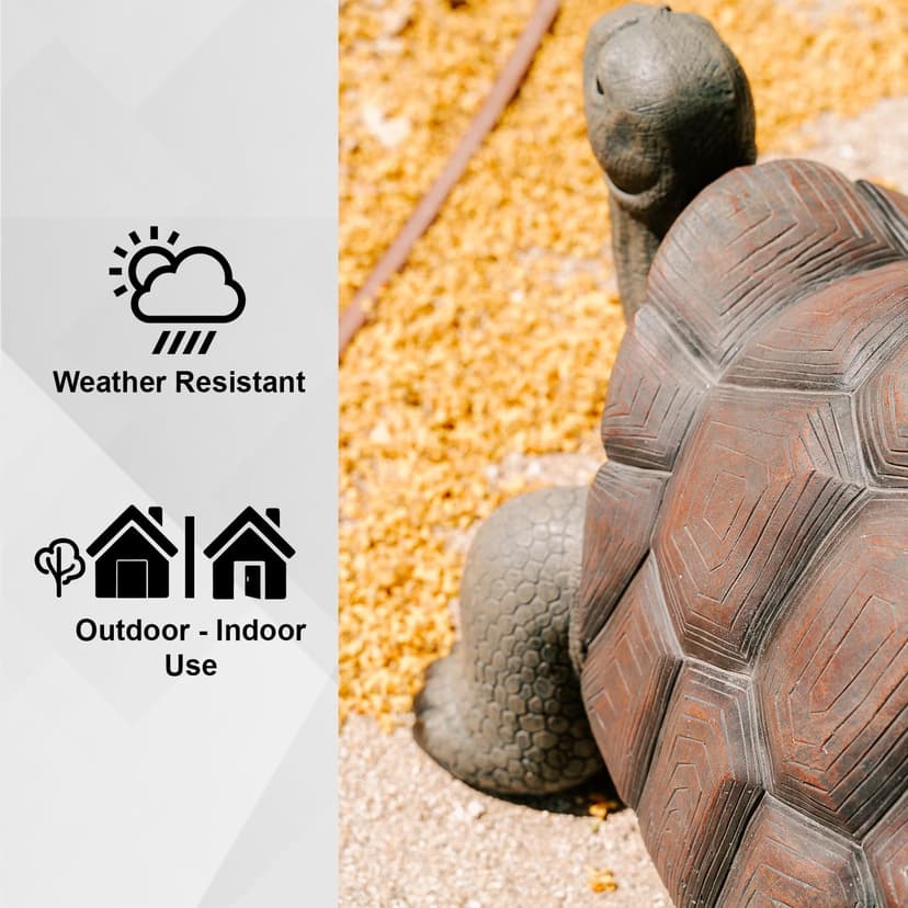 XBrand 28" L Brown and Black Concrete/MgO Walking Tortoise Statue, Indoor or Outdoor Décor, Garden Sculptures, Turtle Garden Statue
