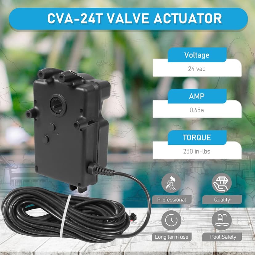 Replace Part for 263045 CVA-24T Valve Actuator 180 Degree Rotation, 24 Volt AC Pool and Spa Actuator Compatible with Compool, for Ortega and for Jandy 3-Port valves