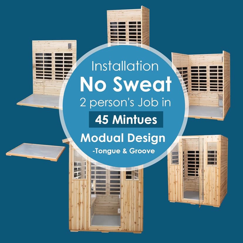 Saunas 904V Far Infrared Sauna, Outdoor Wooden Dry Sauna Low EMF (Hemlock Wood, 4-Person Size)