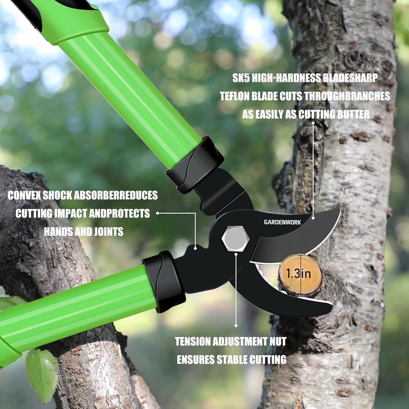 16'' Loppers for Tree Trimming,Tree Branch Cutter with SK5 Sharp Blade,1.3''Cutting Capacity for Shrubs and Bushes