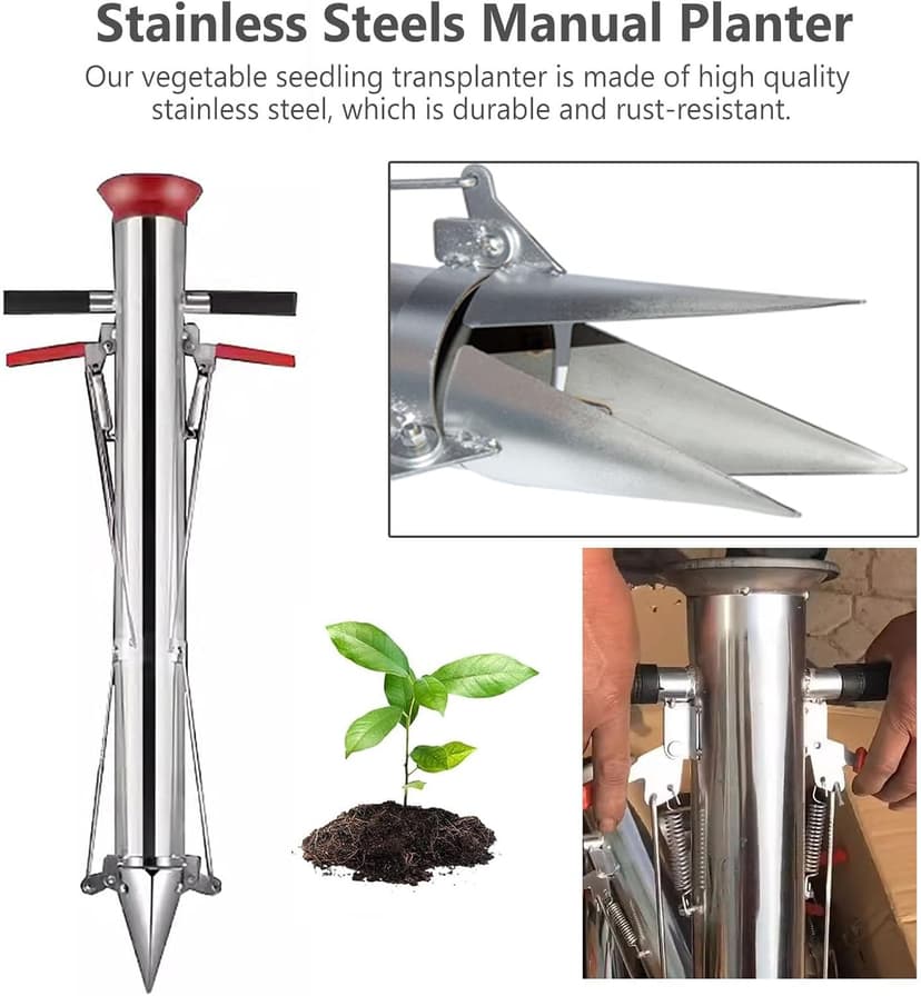 Hand Held Bulb Planter Tool - Durable & Rust-Resistant Semi-Automatic Design with Non-Slip Handle for Effective Planting of Potatoes, Pumpkins, and Peppers