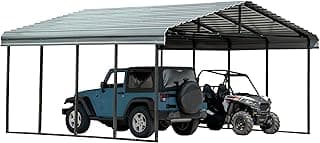 Arrow Carports Full-Size Galvanized Steel Double Carport Kit, Wind and Snow Rated, Corrosion-Resistant Powder-Coated Metal Frame for Vehicles, Boats, Equipment, and Storage, 20' x 20' x 9', Gunmetal
