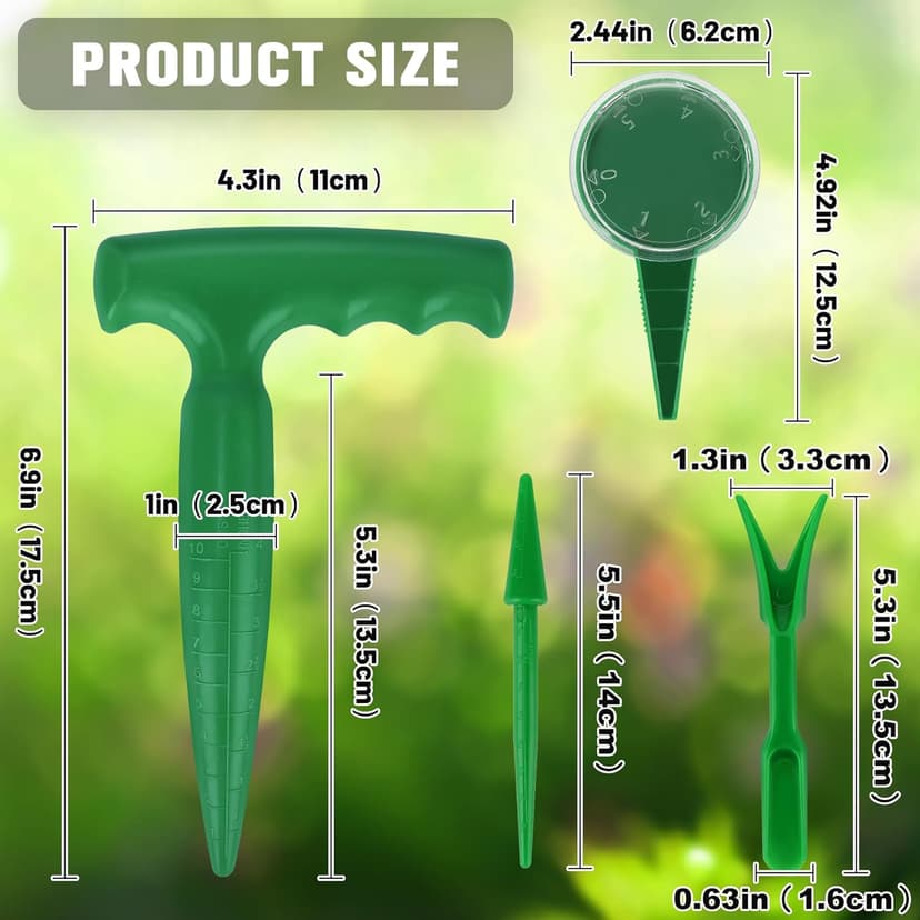 4Pcs Bulb Planter Tool - Widger and Dibber for Planting - Garden Dibber Tool for Vegetable and Flowers Seeding Easy Transplanter
