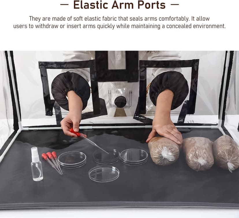 Large Still Air Box Mushroom Mycology Fume Hood Propagation StationsGrow Kit Mushroom Grow Bags Your Monotub Kit Mushroom Planting BagTent for Spores Horticulture Supplies （31.5 * 20.5 * 20.5inch）