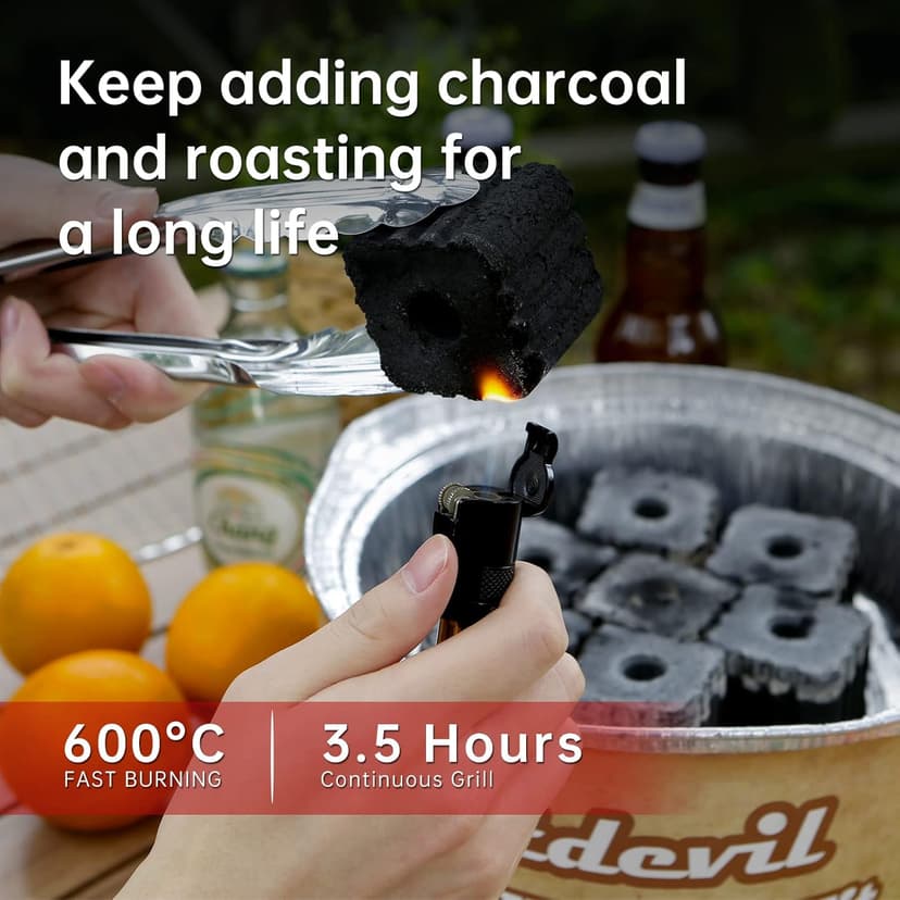 Quick Light Charcoal Instant Light Hardwood Lump Charcoals Premium Instant Charcoal Briquettes for BBQ Grilling Camping Outdoor 210 mins Long Lasting Low Smoke Clean Burning 4 Rolls 12 PCs