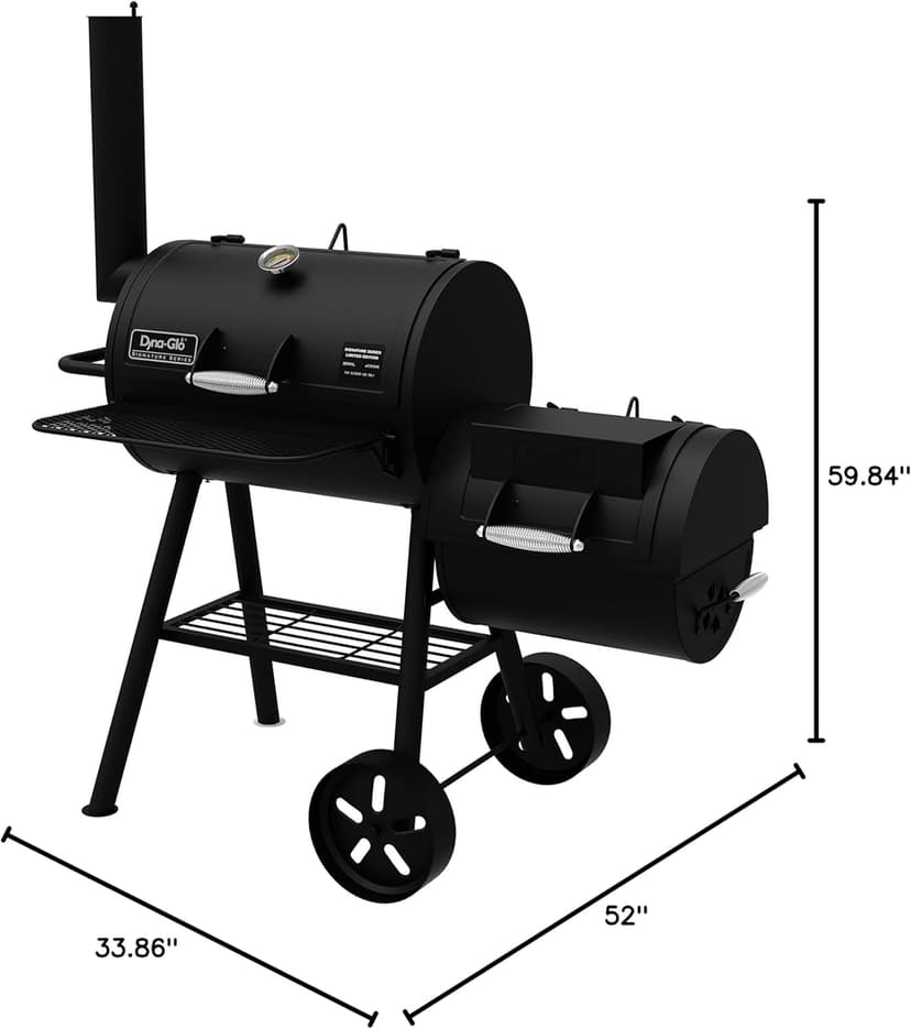 Dyna-Glo DGSS730CBO-D-KIT Signature SeriesBarrel Charcoal Grill & Side Firebox
