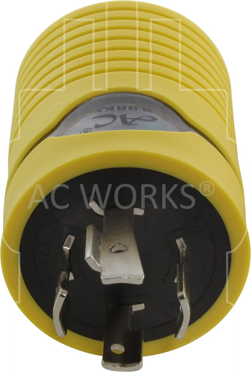 AC WORKS Generator to 30Amp RV Adapter (L14-20 20A 4-Prong Locking Compact) Yellow