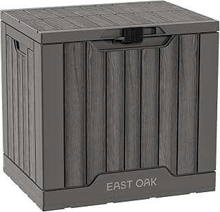 EAST OAK Outdoor Storage Box, 31 Gallon Deck Box Indoor and Outdoor Use, Waterproof Resin Storage Bin with Latch for Patio Cushions, Gardening Tools, UV Resistant, Grey