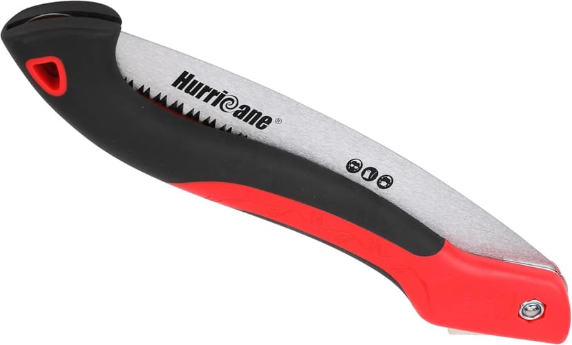 HURRICANE Folding Hand Saw, 10 Inch Pruning Saw, Hand Saw for Wood Cutting, Camping Tree Saw with SK5 Curved Blade, Triple-cut Razor Teeth, Outdoor Portable Saw for Tree Trimming, Gardening, Hiking