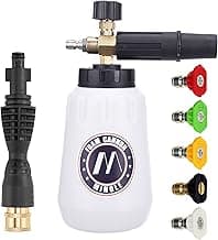 M MINGLE Foam Cannon, Compatible with Portland Husky and Ryobi Pressure Washer, with 5 Nozzle Tips, 1/4 Inch Quick Connector