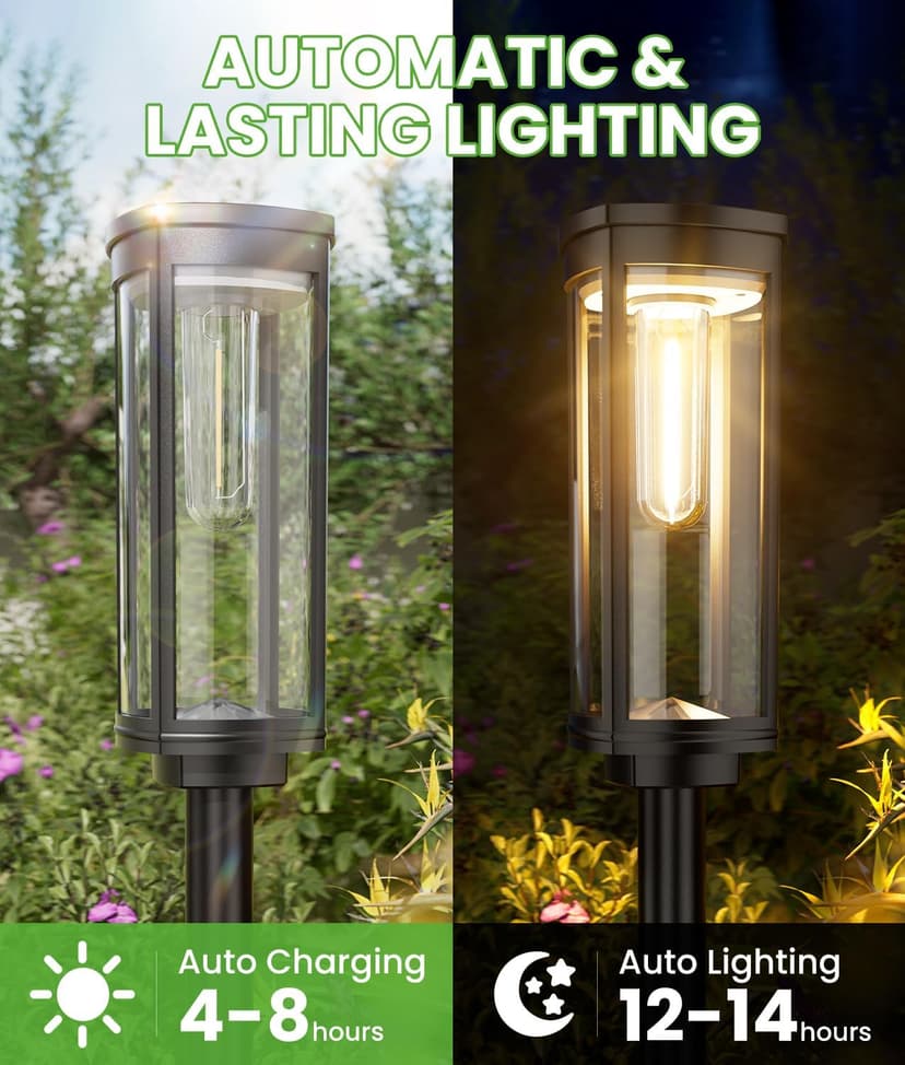 Bright Solar Pathway Lights Outdoor, 8 Pack Solar Powered Garden Lights Waterproof IP65, Auto On/Off Outdoor Light for Lawn Patio Walkway Driveway Decor Landscape Lighting