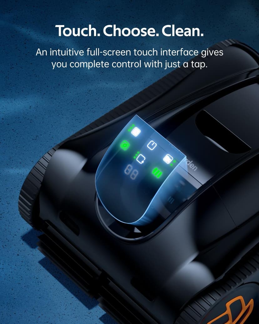 Pool Cleaner K60, 6H Runtime Cordless Robotic Pool Vacuum, Touch Screen, Smart Navigation, Cleans Floor, Walls, Waterline, Ideal for Above & In-Ground Pools, Self-Parking