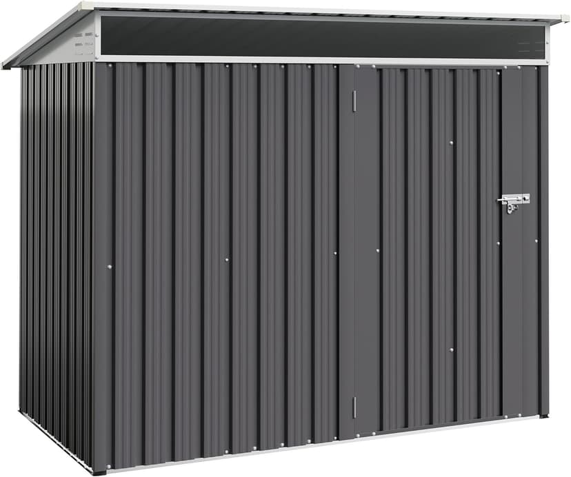 Shintenchi 6x4 FT Outdoor Storage Shed with Window, Outdoor Waterproof Storage Shed Metal Garden Shed with Lockable Single Door, Weather Resistant Tool Storage House Shed for Garden,Backyard,Drak Gray