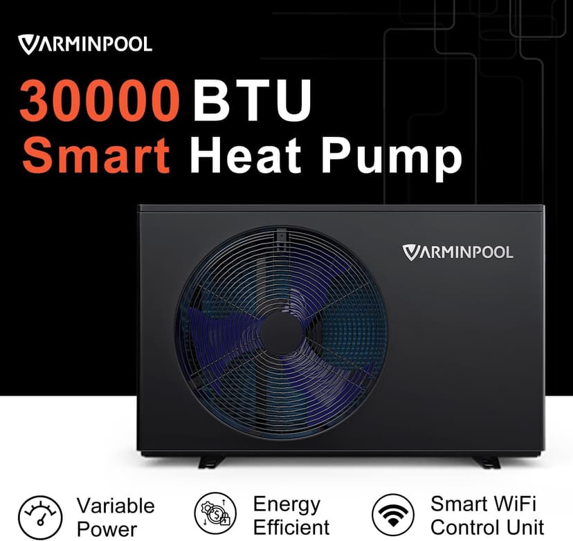 WiFi Control Smart Electric Pool Heater, 30000 BTU, Pool Heat Pump for Above Ground and Inground Pool up to 8000 Gallons, Smart Inverter with Titanium Heat Exchanger, 120V