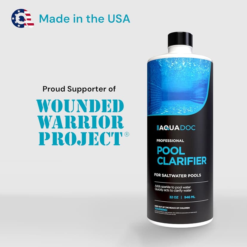 Pool Clarifier for Saltwater Pools - Pool Water Clarifier to Support Water Clarity in Inground and Above Ground Pools - Made in USA - AquaDoc - 32oz