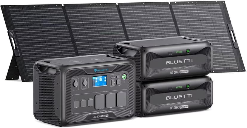 BLUETTI Solar Generator AC500 & 2 B300K Expansion Batteries with 350W Solar Panel Included (Ships Separately), 5529.6Wh Portable Power Station w/ 6 5000W AC Outlets, LFP Power for Home Use