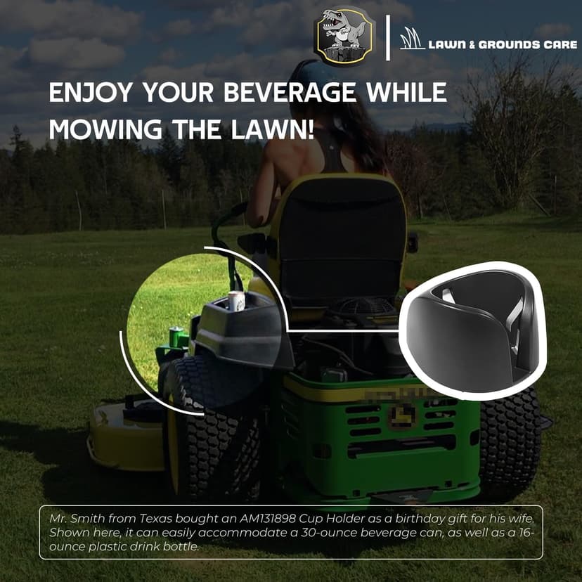 Versatile Cup Holder for Lawn Tractors and Outdoor Machinery, Secure and Convenient for Most Beverages, AM131898, Black