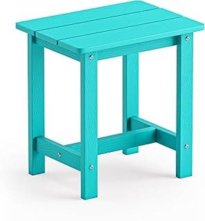 LUE BONA Outdoor Side Table, HDPS Small Outdoor Table, Adirondack Side Table, Outside End Table for Patio, Porch, Deck, Weather Resistant/Easy Maintenance/Indoor or Outdoor Use, Aruba Blue