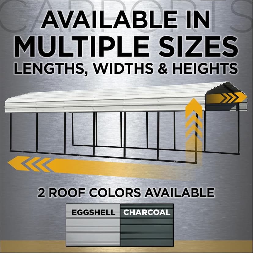Arrow 10x15x9 3 Sided Carport Charcoal
