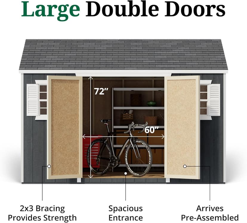 10x12 Value Workshop Shed with Operable Windows, Outdoor Wood Storage Do-It-Yourself Precut Kit