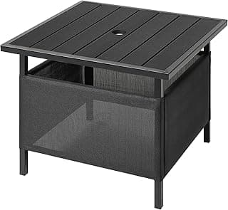 LZRS Adirondack Square Side Table with Umbrella Hole, Pool Composite Patio Table,HDPE End Tables for Backyard,Pool, Indoor Companion, Easy Maintenance & Weather Resistant(Black)