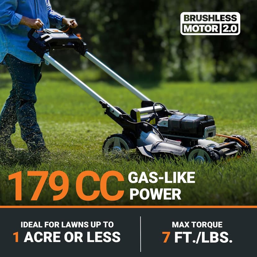 WORX Nitro 80V Cordless Lawn Mower, Electric Mower with Brushless Motor, 3-in-1 Self-Propelled Lawn Mower WG761-4 Batteries & Basecamp Charger Included