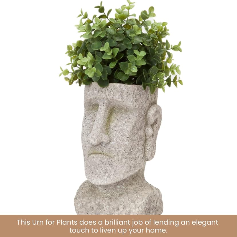 Bits and Pieces - Easter Island Head Statue Planter - Large Garden Decorations - Polyresin Sculpture - Indoor/Outdoor Moai Statue Planter - Moai Head Urn for Plants - 8.75" Tall