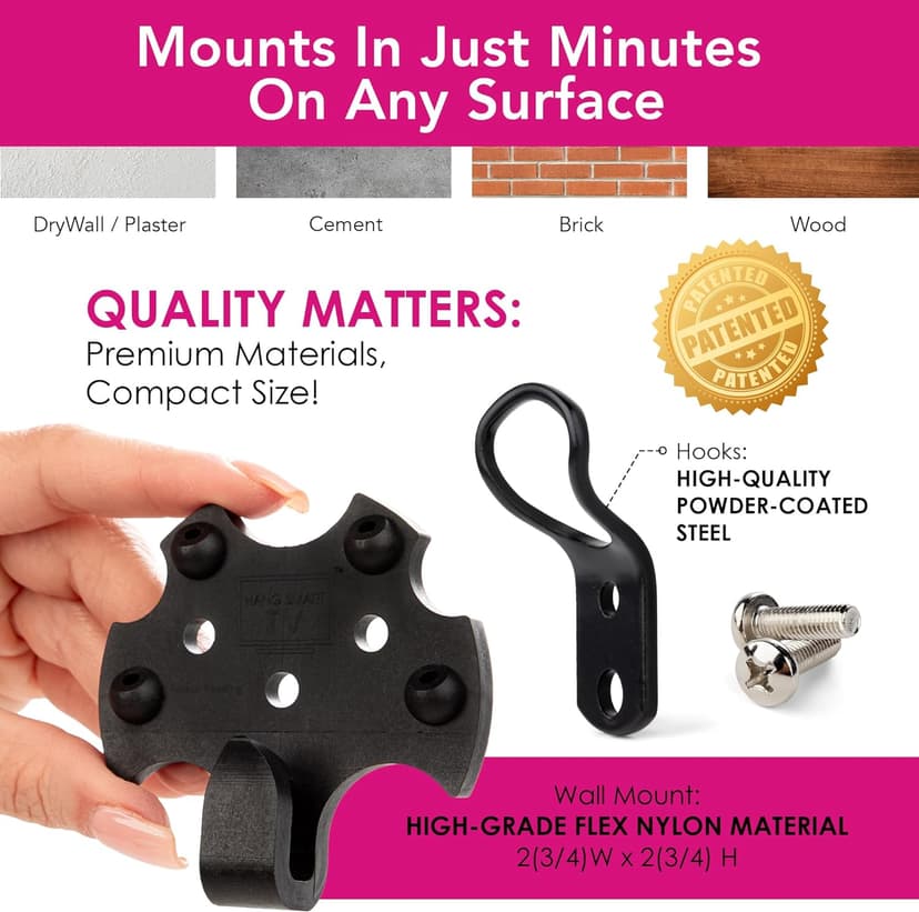 HangSmart TV® Wall Mount NO Stud - Original & Patented Easy Install, DIY for 19-100" TVs, Holds Up to 150LBS, Fits Most LED LCD Flat Screens & Monitors, Includes Hardware