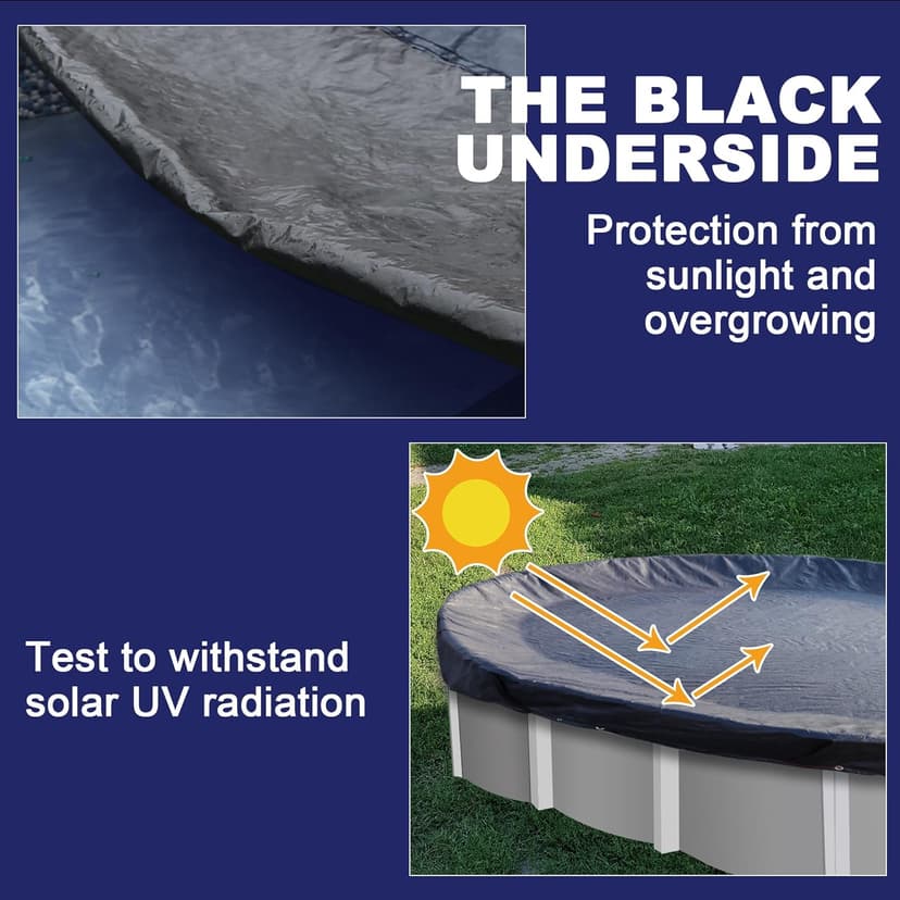 STARPYNG-Round Swimming Pool Cover, 5mil,Navy Blue and Black,Winter Underground Pool Cover,Easy Install, UV Protection,Water Proof Oval(Pool Size:19x28FT,Cover Size: 16x25FT)