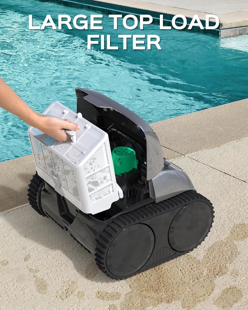 (2024 Upgrade) WYBOT C1 Robotic Pool Cleaner for In Ground Pools up to 65 FT in Length, 150mins Runtime, Cordless Pool Vaccum with Wall Climbing Function, Larger Top-Loading Filters Green