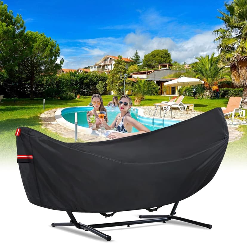 Waterproof Hammock Cover, Sun Rain UV Dust Snow Protection with Windproof Straps & Soft Cotton Lining for 55 inch Spreader Bars