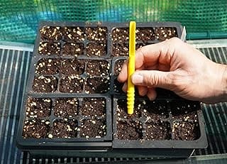 Dibby Seed Sowing Garden Tool Dibber Planter Transplanter – Sow Seeds at the Right Depth – Easily Transplant Delicate Seedlings (Little Dibby) Yellow