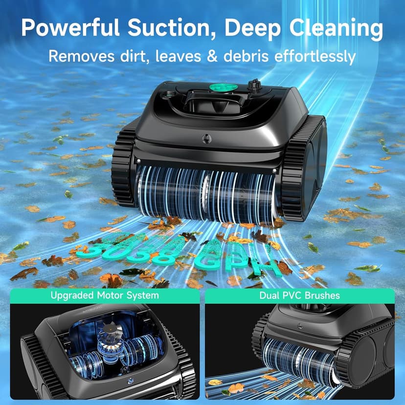 (2025 Upgrade) WYBOT C1 Robotic Pool Vacuum for Inground Pools, 150min Runtime Cordless Pool Cleaner, 4-in-1 Wall & Waterline Cleaning Up to 1,614Sq.ft, Smart Navigation, App Support