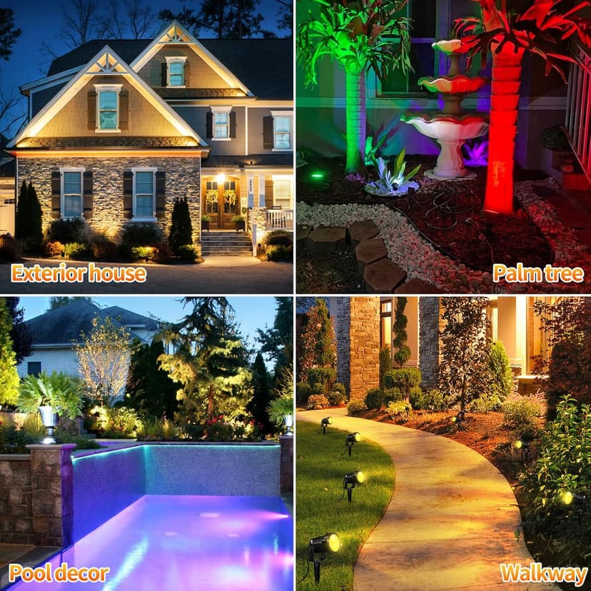 OurLeeme Lawn Flood Light Stake, 2-in-1 Waterproof Outdoor Remote controlle Landscape Lighting Spotlight Wall Light for Yard Garden Driveway Pathway Pool(2 Pack)