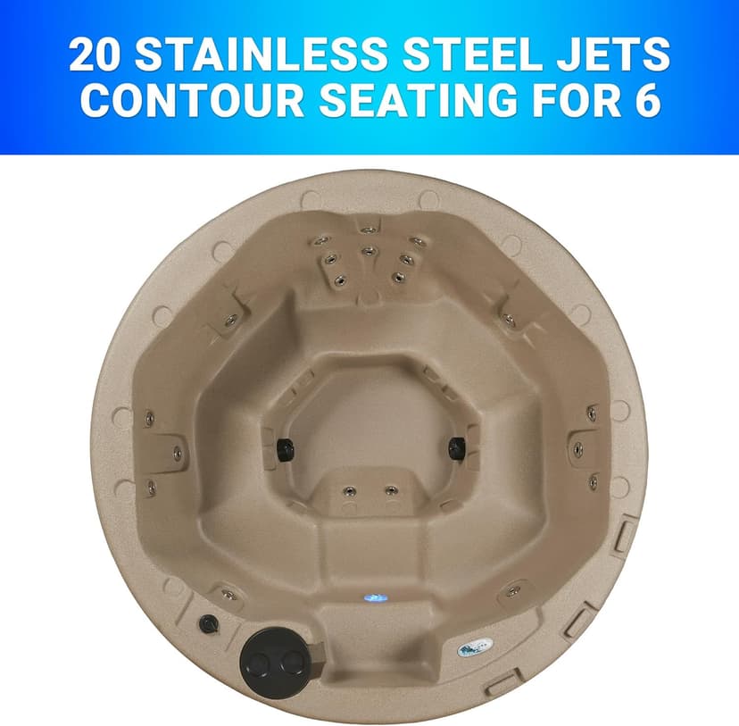 Outback Hot Tub, Fits 6 People, Standard Outlet Compatible, 20 Massage Jets, Cover Included, Made in USA, Aqualife by Strong Spas