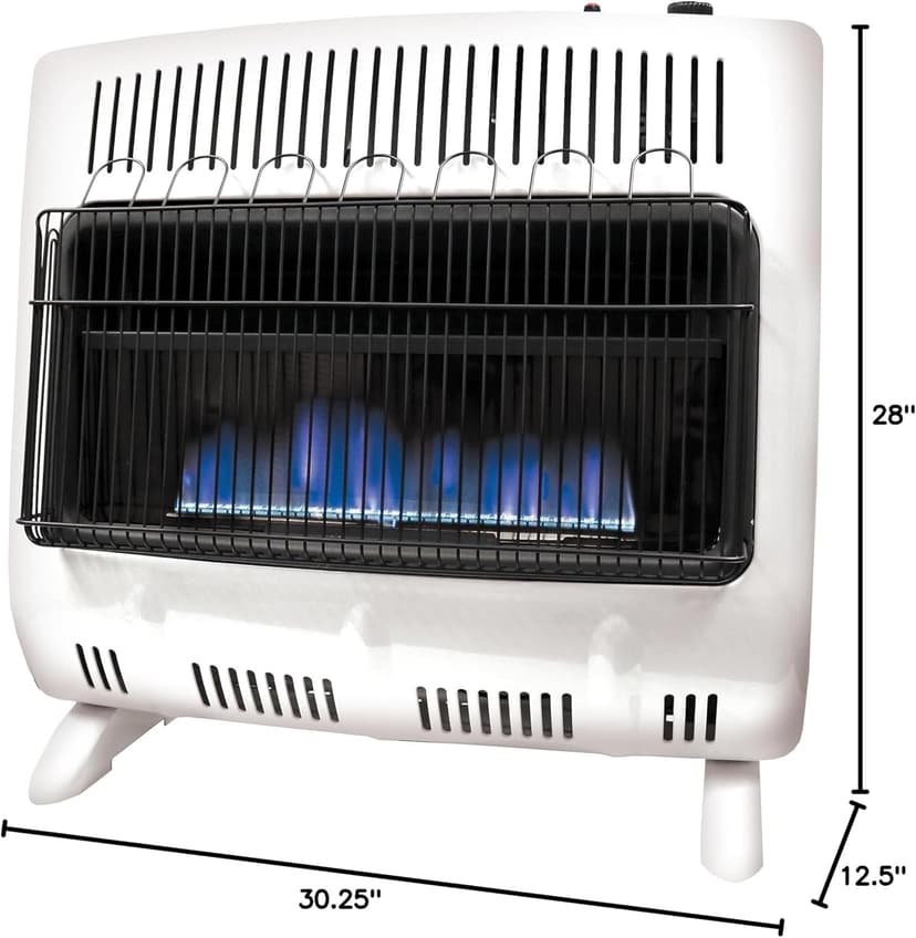 Mr. Heater MHVFDF30BFT 30,000 BTU Vent Free Blue Flame Dual Fuel Natural Gas and Propane Heater For Cold Rooms, Additions, Sun Rooms & Cabins - White