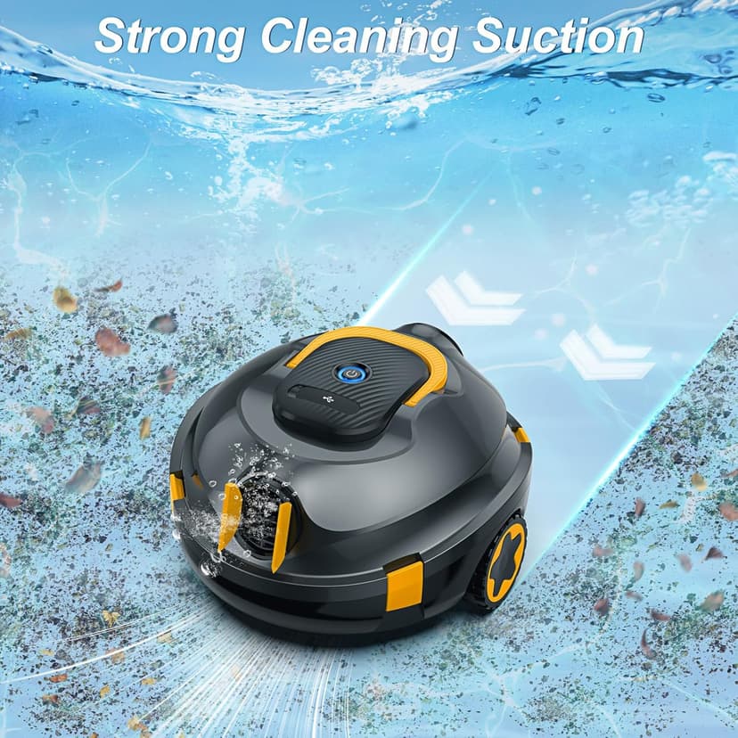 Y20 Cordless Robotic Pool Cleaner, Automatic Pool Vacuum, 90 Mins Runtime, Auto-Parking, Lightweight, Powerful Robot for Above/Inground Pool up to 1100 Sq.Ft (Black-Orange)