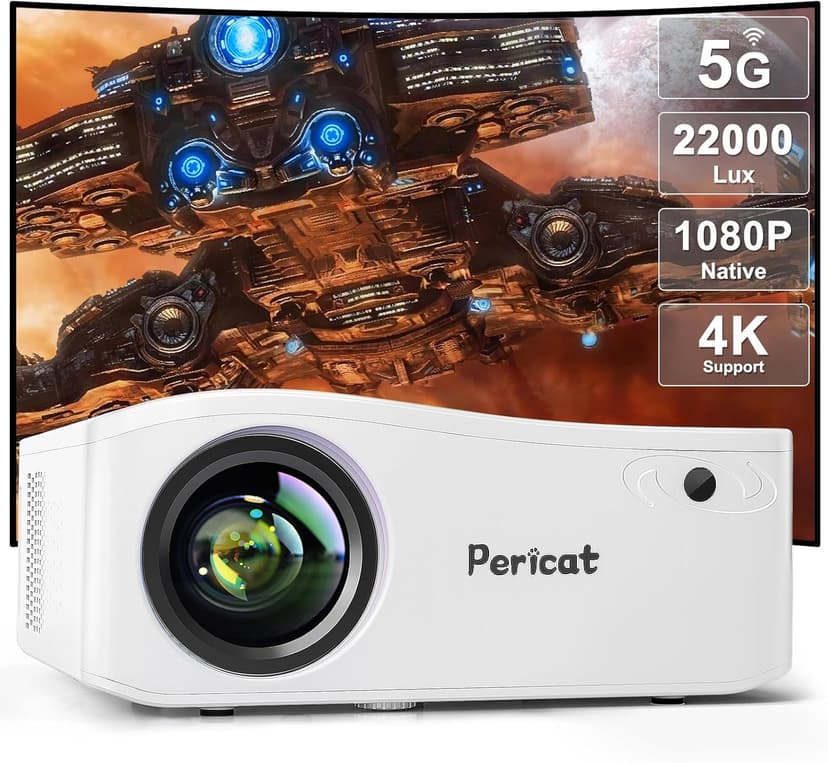 5G WiFi Bluetooth Projector, Native 1080P Outdoor Movie Projector with 300" Display, 380ANSI Home Theater Video Projector 4K Supported, LED Video Projector Compatible with TV Stick, Phone/PC