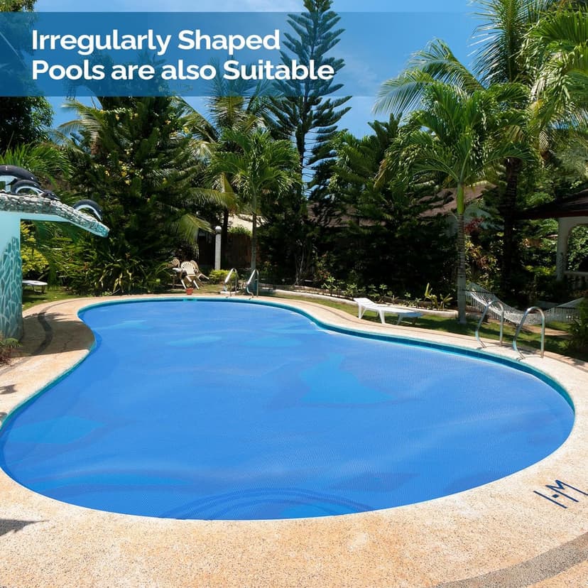 VINGLI 16Mil Solar Pool Cover 16x32FT Rectangle Solar Blanket for Inground Pool and Above-Ground Swimming Pool, Blue (16' x 32')
