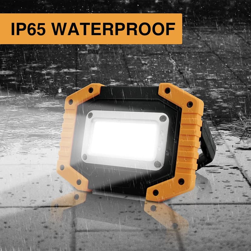 Tekstap LED Work Light Rechargeable, 30W 2000LM Portable Waterproof Rechargeable Work Lights with Stand, Battery Powered COB Flood Lights for Power Ouage Emergency Outdoor Camping Garage