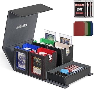 Card Deck Box for MTG with Commander Display, 5 in 1 Trading Card Storage Box Fits 400+ Double-sleeved Cards, Removable Deck Case for TCG/Sports Cards with Dice Tray, 4 Magnetic Card Holders(Colorful)