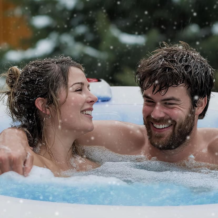 ALEKO Inflatable Hot Tub Spa | Personal High Powered Jetted Bubble | with Fitted Cover and 3 Filters | 265 Gallon | 6 Person Round | Brown | HTIR6GYBR