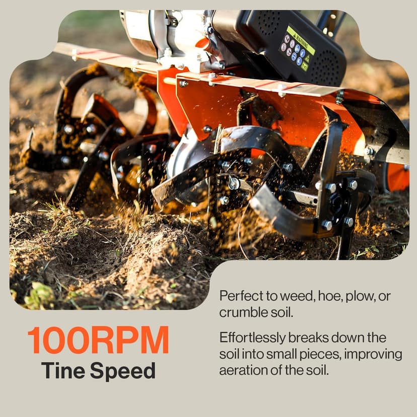 SuperHandy RotoTiller Cultivator 27” Inch Tilling Width 7HP 209cc 4 Stroke Gas Motor 6 Premium Steel Adjustable Forward Rotating Tines for Garden & Lawn, Digging, Weed Removal