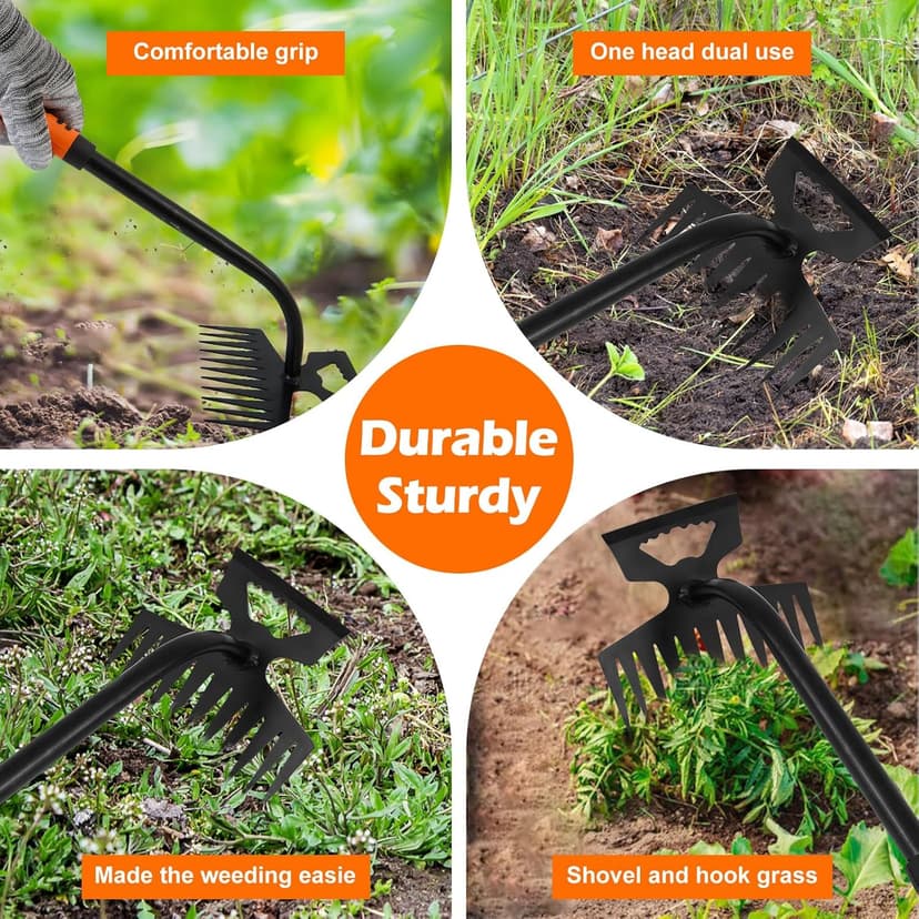 2024 New Gardening Hand Weeder Tools, Weeding Artifact Uproot Weeding Tools, Manganese Steel Weed Remover Tool Hand Weed Puller, for Yard and Garden（11 Tines）