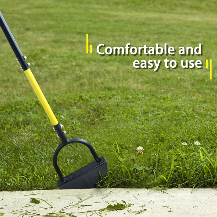 Manual Edger, Half Moon Edger, Saw-Tooth Garden Edger Hand with Steel Long Handle, Lawn Edger for Garden Sidewalk Flower Beds