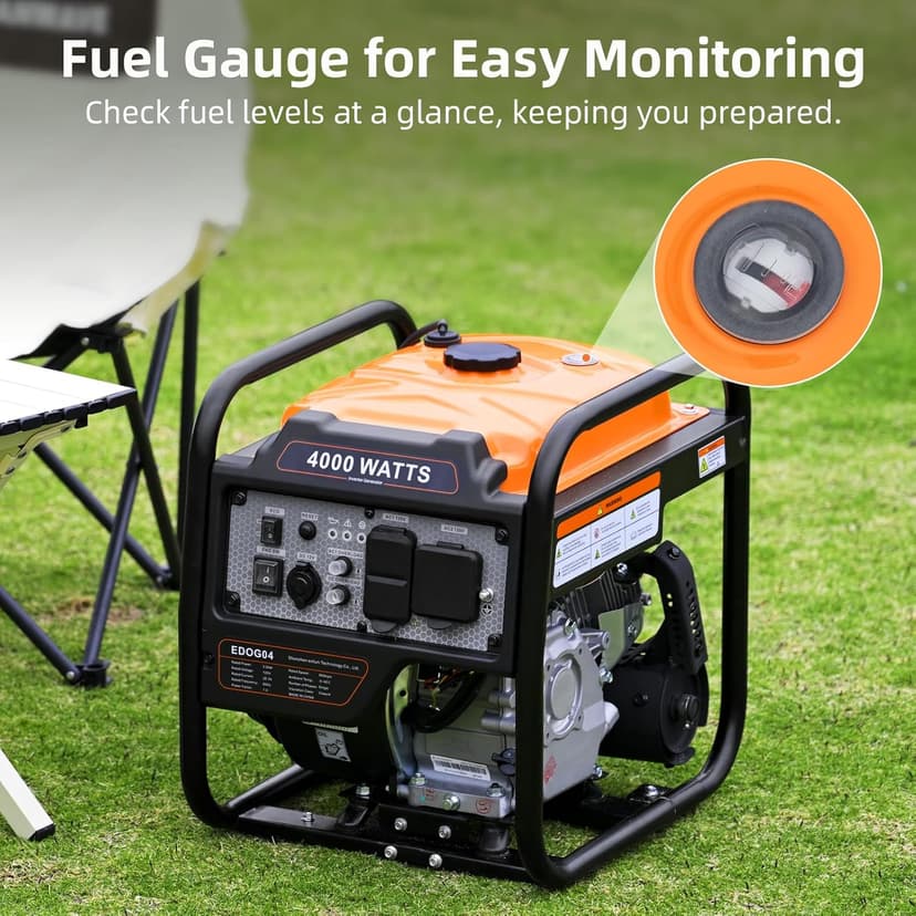 Power Equipment 4000 Watts Inverter Generator Gas Powered, Portable Open Frame Generator, Low Noise with ECO Mode and Inverter Technology, RV Ready, Emergency Home Backup