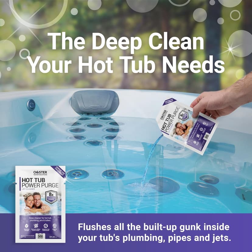 Power Purge Hot Tub Jet Cleaner w/Towel - Deep Hot Tub Cleaner for Jets, Tubes, Plumbing - for Standard & Inflatable Spas - Removes Gunk Buildup for Crystal Clear Water - Made in USA (Kit)