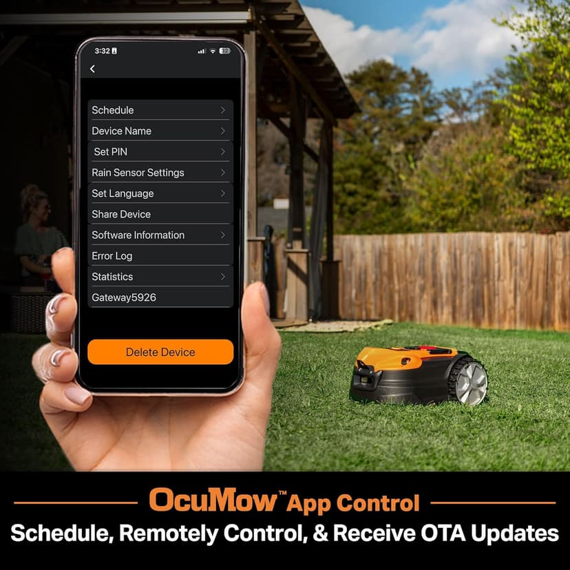 LawnMaster OcuMow™ VBRM701YAMIDR Perimeter Wire Free Robot Lawn Mower Cuts 1/6 Acre Optical Navigation,Obstacle Avoidance Auto-Charging Station, No Go Function, WiFi & Bluetooth Connection APP Control