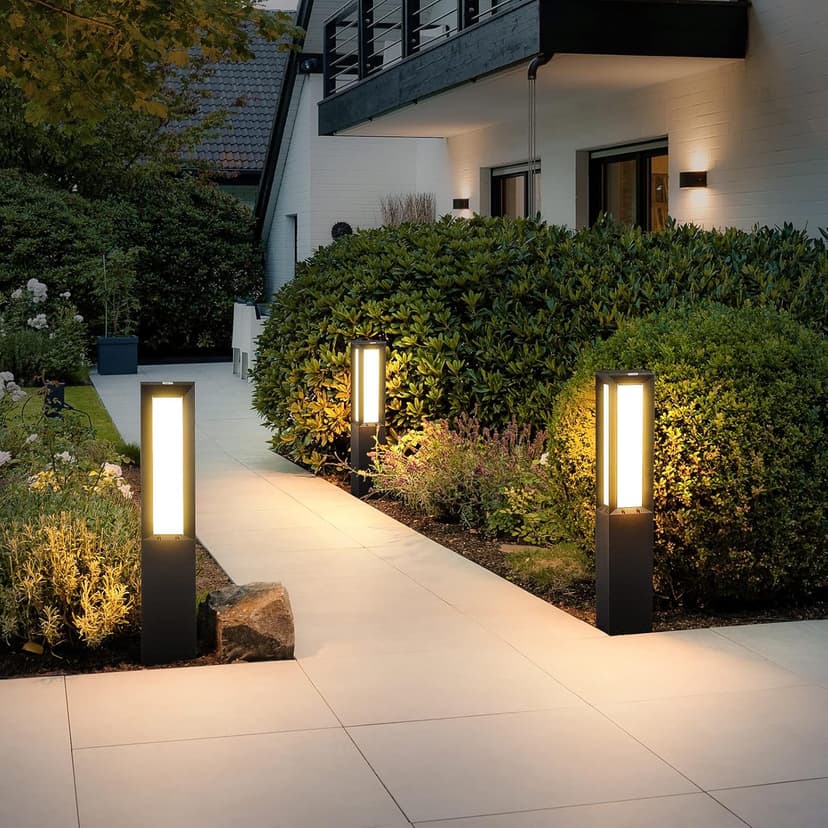 Landscape Path Light, Stainless Steel 8W 800LM Luxury LED Lighting, 32 Inches Modern Outdoor Bollard Lighting for Lawn, Patio, Courtyard and Driveway Decoration