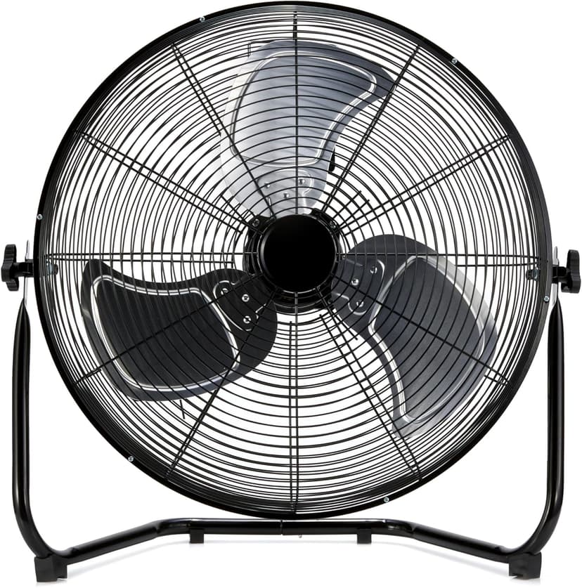 Amazon Basics 20" High Velocity Industrial Fan, Floor Fan, with 3 Speeds, Tilt Head, ETL-Listed Safety Compliance, Metal Housing/Blades, Ideal for Industrial/Commercial Space/Garage/Gym, 125W, Black